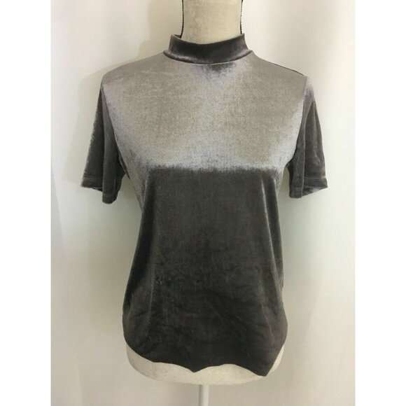 Zara Womens Solid Mauve Purple Velvet Short Sleeve Turtleneck Sweater Top Medium - Picture 1 of 6